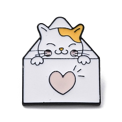 Cœur Épingles en émail de chat mignon, broche en alliage noir pour femme, thème de la Saint-Valentin, cœur, 29x24x1.5mm
