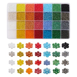 Couleur Mélangete 22400 pcs 28 couleurs 12/0 perles de rocaille en verre, pour le bricolage fabrication de bijoux, ronde, couleur mixte, 2mm, Trou: 1mm, 800 pcs / couleur