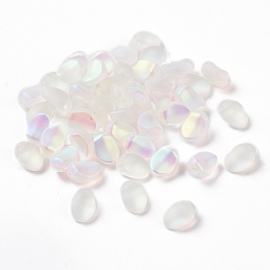 Dodger Blue Transparent Frosted Czech Glass Beads, Top Drilled, Petal, Colorful, 8x6mm