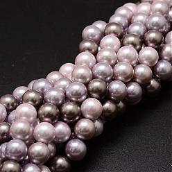 (52) Непрозрачная лаванда Оболочки нити шарик перлы, класс А, круглые, разноцветные, 8 мм, отверстие : 1 мм, около 49~52 шт / нитка, 16 дюйм