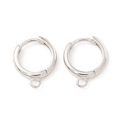 Platinum Brass Hoop Earring Findings, with Horizontal Loops, Cadmium Free & Lead Free, Long-Lasting Plated, Platinum, 17x13.5x3mm, Hole: 1.8mm, Pin: 1mm