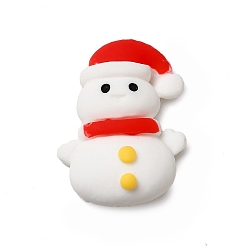 Снеговик Кабошоны из непрозрачной смолы с рождественской тематикой, снеговик, 26x21x8 мм