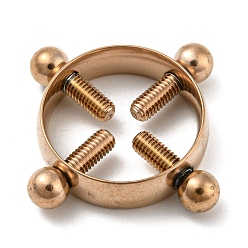 Rose Gold Ion Plating(IP) 304 Stainless Steel Flase Nipple Rings, Flase Nipple Piercing Rings, Rose Gold, 22x22x6mm, Inner Diameter: 17.5mm, Pin: 3mm