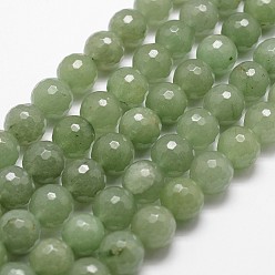 Зеленый Авантюрин Естественный зеленый авантюрин бисер нитей, граненые, круглые, 8 мм, отверстие : 1 мм, около 44 шт / нитка, 14.9 дюйм ~ 15.1 дюйм