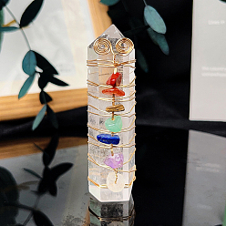 Quartz Crystal Chakra Natural Quartz Crystal Pointed Prism Bar Home Display Decorations, Reiki Energy Stone Faceted Bullet, 20x70mm
