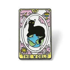 Черный Карта Таро мира с булавками из кошачьей эмали, значок из черного сплава для женщин, чёрные, 29x18.5x1.5 мм
