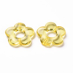 Or Cadres de perles acryliques transparents, fleur, or, 19x20x3.5mm, Trou: 1.6mm, diamètre intérieur: 6.5 mm, environ632 pcs / 500 g