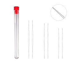 Red Stainless Steel Collapsible Big Eye Beading Needles, Seed Bead Needle, with Storage Tube, Red, 76~153x13mm, 7pcs/set