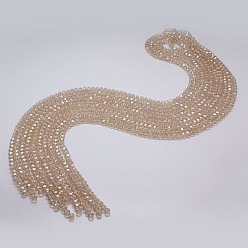 Tan Electroplate Glass Bead Strands, AB Color, Faceted, Rondelle, Tan, 3x2mm, Hole: 0.5mm, about 140pcs/strand, 13 inch