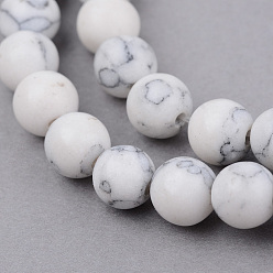 Howlite Synthetic Howlite Beads Strands, Round, Frosted, 6~6.5mm, Hole: 1mm, about 63pcs/strand, 15.5 inch