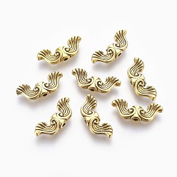 Antique Golden Tibetan Style Alloy Beads, Lead Free & Cadmium Free & Nickel Free, Antique Golden Color, Wing, 19x7.5x3.5mm, Hole: 1.5mm