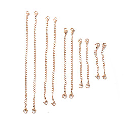 Rose Gold 10Pcs 5 Size Ion Plating(IP) 304 Stainless Steel Chain Extender, End Chains with Lobster Claw Clasp, Rose Gold, 55~152mm, 2Pcs/size