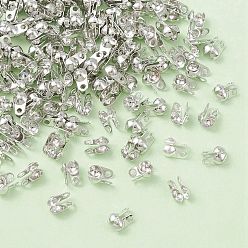 Platinum Iron Bead Tips, Calotte Ends, Cadmium Free & Lead Free, Clamshell Knot Cover, Platinum, 6x3.5mm, Hole: 1mm, 2.4mm inner diameter