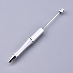 Серебро Пластиковые шариковые ручки, шариковая ручка с черными чернилами, для украшения ручки своими руками, серебряные, 144x12 мм, средний полюс: 2мм
