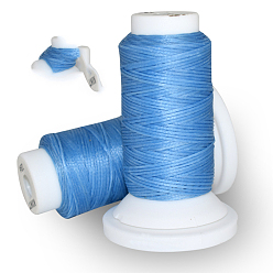 Bleu Bleuet Cordon plat de polyester ciré, pour la couture de cuir, bleuet, 0.8mm, environ 54.68 yards (50m)/rouleau