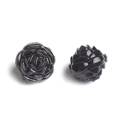 Black Opaque Acrylic Beads, Flower, Black, Size: about 13mm long, 13mm wide, 13mm thick, Hole: 2mm, about 520pcs/500g