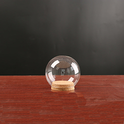 Clair Couvercle de dôme en verre à haute teneur en borosilicate, vitrine décorative, cloche cloche terrarium avec base en liège, clair, 100mm