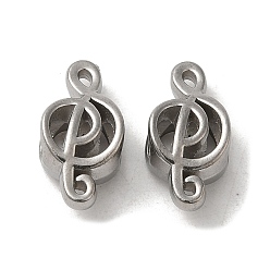 Stainless Steel Color 304 Stainless Steel Hollow Beads, Musical Note, Stainless Steel Color, 17.5x8.5x6.5mm, Hole: 4mm