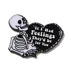 Skeleton Acrylic Pendants, Valentine's Day Heart, If I Had Feelings They'd be for You, Skeleton, 32x69x2.2mm, Hole: 1.6mm