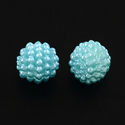 Bleu Ciel Clair Acryliques perles imitation de perles, perles baies, perles rondes combinées, lumière bleu ciel, 12mm, trou: 1.5 mm, environ 870 pcs / 500 g