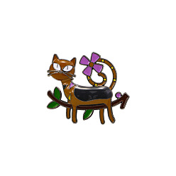 Sienna Cat with Flower Badges, Alloy Enamel Pins, Cute Cartoon Brooch, Sienna, 30x25mm