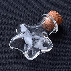 Claro Botellas de vidrio, con tapón de corcho, deseando botella, estrella, Claro, 28.5x21x11.5 mm, cuello de botella: 8 mm de diámetro, capacidad: 2 ml (0.06 fl. oz)