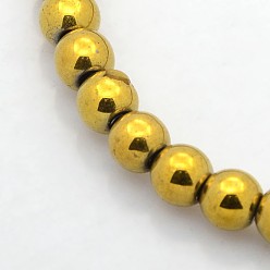 Golden Plated Electroplate Non-magnetic Synthetic Hematite Beads Strands, Faceted Drum, Golden Plated, 3x3mm, Hole: 1mm, about 159pcs/strand, 15.7 inch