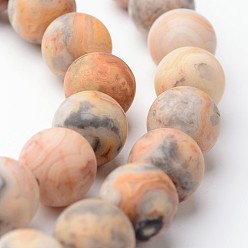 Crazy Agate Frosted Round Natural Crazy Agate Bead Strands, 4mm, hole: 1mm, about 93pcs/strand, 15 inch