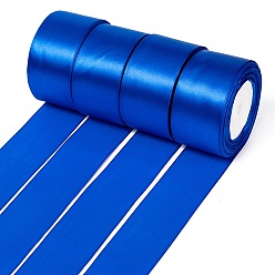 Синий Односторонняя атласная лента, Полиэфирная лента, синие, 2 дюйм (50 мм), о 25yards / рулон (22.86 м / рулон), 100yards / группа (91.44 м / группа), 4 рулоны / группа
