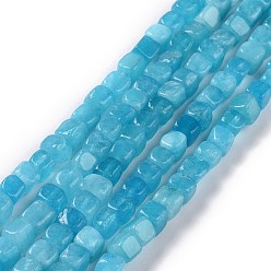 Deep Sky Blue Natural Quartz Beads Strands, Dyed & Heated, Cube, Deep Sky Blue, 5~7x5~7x5~7mm, Hole: 0.8mm, about 66~71pcs/strand, 14.80~ 15.08 inchi(37.6~38.3cm)