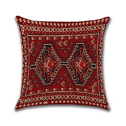 Rojo Oscuro Fundas de almohada de lino de algodón cuadradas, funda de cojín con patrón de estilo persa, para sofá cama, plaza, sin relleno de almohada, de color rojo oscuro, 450x450 mm
