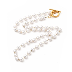Doré  Colliers en perles d'imitation en plastique, placage ionique (ip) 304 bijoux en acier inoxydable pour femmes, or, 17 pouce (43.3 cm)