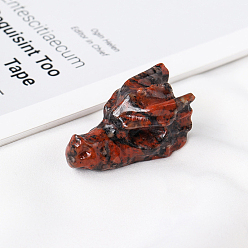 Bloodstone Natural Bloodstone Sculpture Display Decorations, for Home Office Desk, Dragon Head, 36.5~38x20.5x20.5~22.5mm