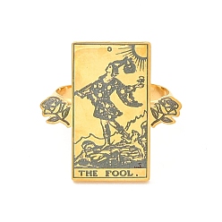 Золотой 304 палец кольца из нержавеющей стали, регулируемое кольцо на тему Таро с лазерной резкой для женщин и мужчин, дурак 0, 3 мм, внутренний диаметр: американский размер 6 3/4 (17 мм)