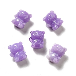 Средний Фиолетовый Непрозрачные шарики cmолы, медведь, средне фиолетовый, 13x11.5x10 мм, отверстие : 1.6 мм