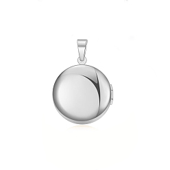 Stainless Steel Color 304 Stainless Steel Locket Pendants, Flat Round, Stainless Steel Color, 31x27.5x5mm, Hole: 10x5mm, 20mm Inner Diameter