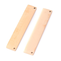 Rose Gold 304 Stainless Steel Pendants, Laser Cut, Stamping Blank Tag, Rectangle, Rose Gold, 36x7x1.1mm, Hole: 1mm