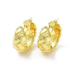 Light Gold Pendientes de aro con rombos de latón para mujer., la luz de oro, 26.5x23.5x11 mm, pin: 0.6 mm