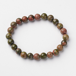 Unakite Bracelets naturels stretch en perles rondes unakite, 55 mm, bourrelet: 7~8 mm