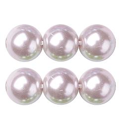 Blanc Antique Brins de perles rondes en verre teinté écologique, Grade a, cordon en coton fileté, blanc antique, 14mm, Trou: 0.7~1.1mm, Environ 30 pcs/chapelet, 15 pouce
