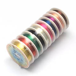 Mixed Color Round Copper Jewelry Wire, Mixed Color, 24 Gauge, 0.5mm, about 26.24 Feet(8m)/roll, 10 rolls/group