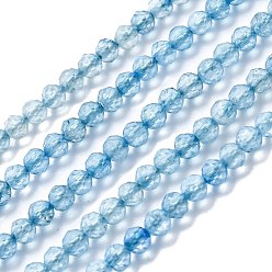Autres Quartzs Brins de perles en cristal de topaze naturelle, facette, ronde, 3mm, Trou: 0.5mm, Environ 147 pcs/chapelet, 15.35 pouce (39 cm)