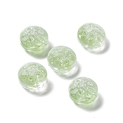 Dark Sea Green Transparent Spray Painted Glass Beads, Flat Round, Dark Sea Green, 13.5x8.5mm, Hole: 1.2mm