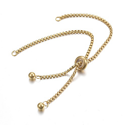 Oro Danlingjewelry ajustable 304 fabricación de brazaletes de acero inoxidable, pulseras deslizantes, para suministros de artesanía de joyería diy, dorado, 9-1/2 pulgada (24 cm), agujero: 2.5 mm