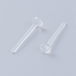 Прозрачный Серьги-гвоздики из экологически чистого пластика, плоско-круглые, прозрачные, 12x3 мм, контактный: 0.8 мм, о 10000 шт / мешок