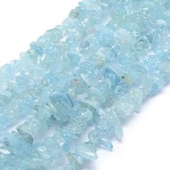 Aquamarine Natural Aquamarine Beads Strands, Chip, 5~7mm, Hole: 0.8mm, about 16 inch(40.6cm)