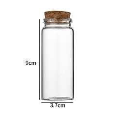 Clear Glass Bottle, with Cork Plug, Wishing Bottle, Column, Clear, 3.7x9cm, Capacity: 70ml(2.37fl. oz)
