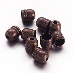 Red Copper Brass Cord Ends, Nickel Free, Red Copper, 6x5mm, Inner Diameter: 4mm, Hole: 1.5mm