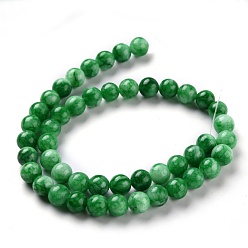 Verde Lima Cuentas de jade blanco natural, rondo, teñido, verde lima, 8 mm, agujero: 1 mm, sobre 49 unidades / cadena, 15.16 pulgada (38.5 cm)