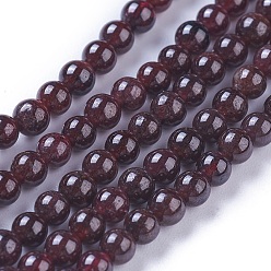 Grenat Grenat naturels brins de perles, ronde, 3.5~4mm, Trou: 0.8mm, Environ 119~121 pcs/chapelet, 15.74 pouces ~ 15.94 pouces (40~40.5 cm)